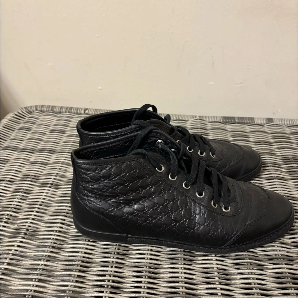 Gucci black leather  Guccissima sneakers preowned - Picture 4 of 9